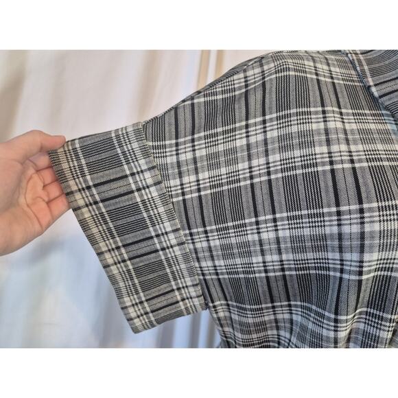 Alice + Olivia Lucette Gray Black Plaid Belted Shirt Dress Large - Picture 7 of 12